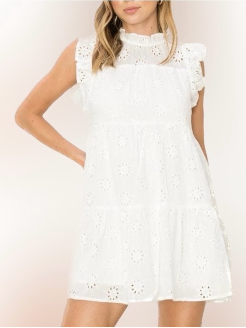 HYFVE White Eyelet Ruffle Tiered Dress - Picture 7 of 7